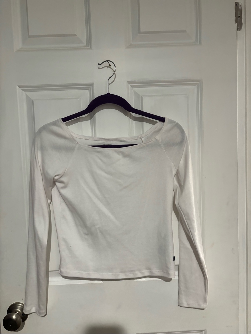 Hollister White Long-Sleeve Boatneck Tee